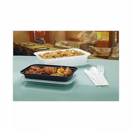 Newspring VERSAtainer Microwavable Containers, Base/Lid Combo, 8.8 x 6 x 2.5, White/Clear, Plastic, 150/Carton (NC888)