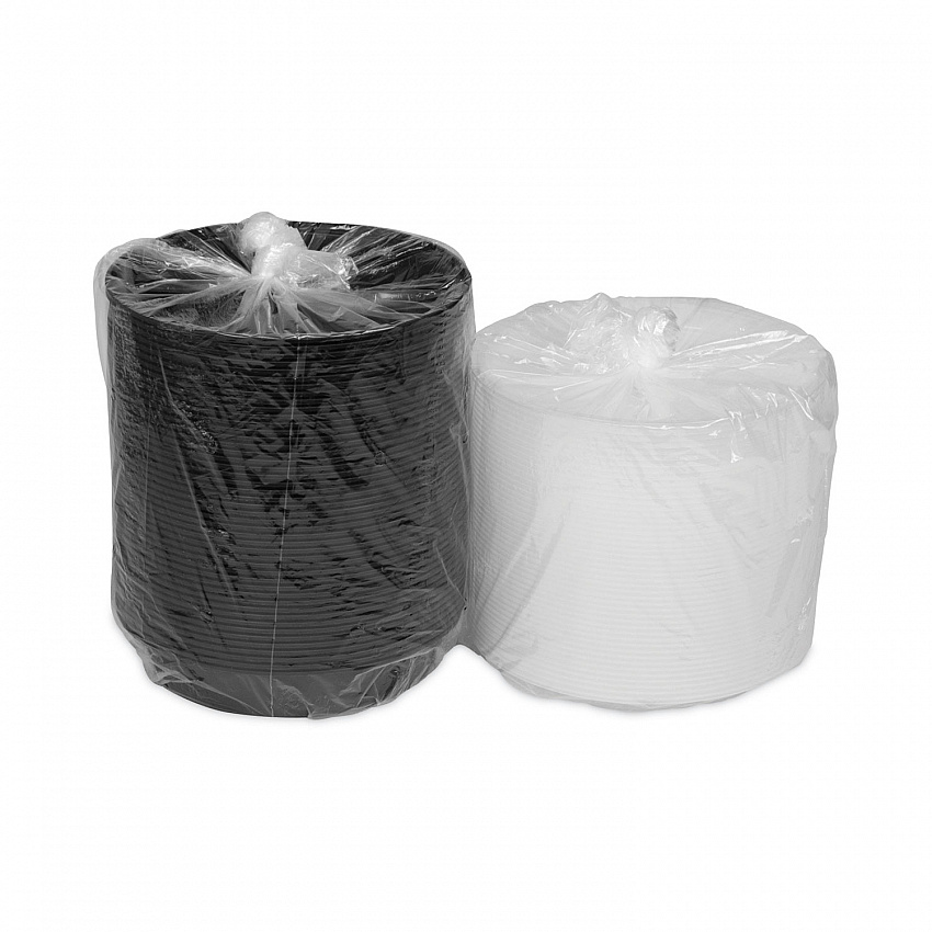Newspring VERSAtainer Microwavable Containers, Vented Lid, 48 oz, 9" Diameter x 2.4"h, Black/Clear, Plastic, 150/Carton (NC948B)