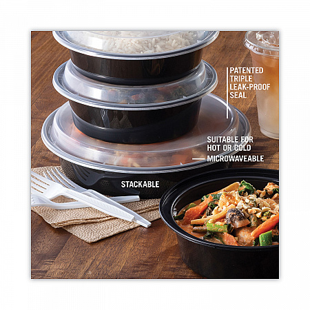 Newspring VERSAtainer Microwavable Containers, Vented Lid, 48 oz, 9