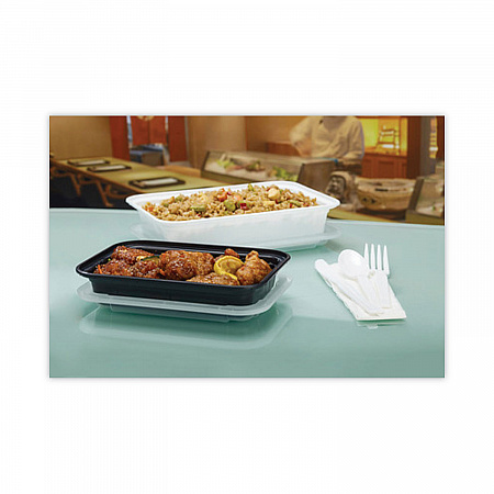 Newspring VERSAtainer Microwavable Containers, 16 oz, 7.4 x 5 x 2.2, Black/Clear, Plastic, 150/Carton (NC8168B)