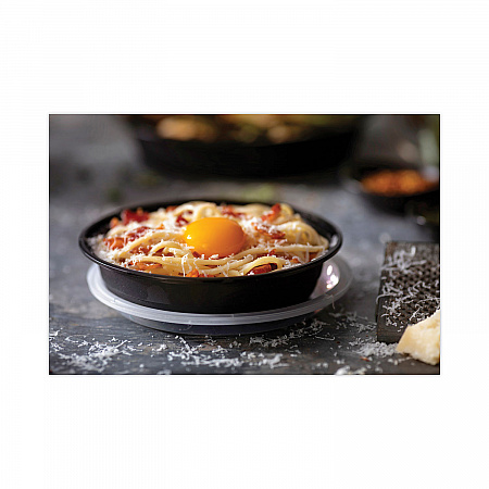 EarthChoice Versa2Go Microwaveable Container, 30 oz, 6.8 x 6.8 x 2.2, Black/Clear, Plastic, 150/Carton (NV2GRN307B)