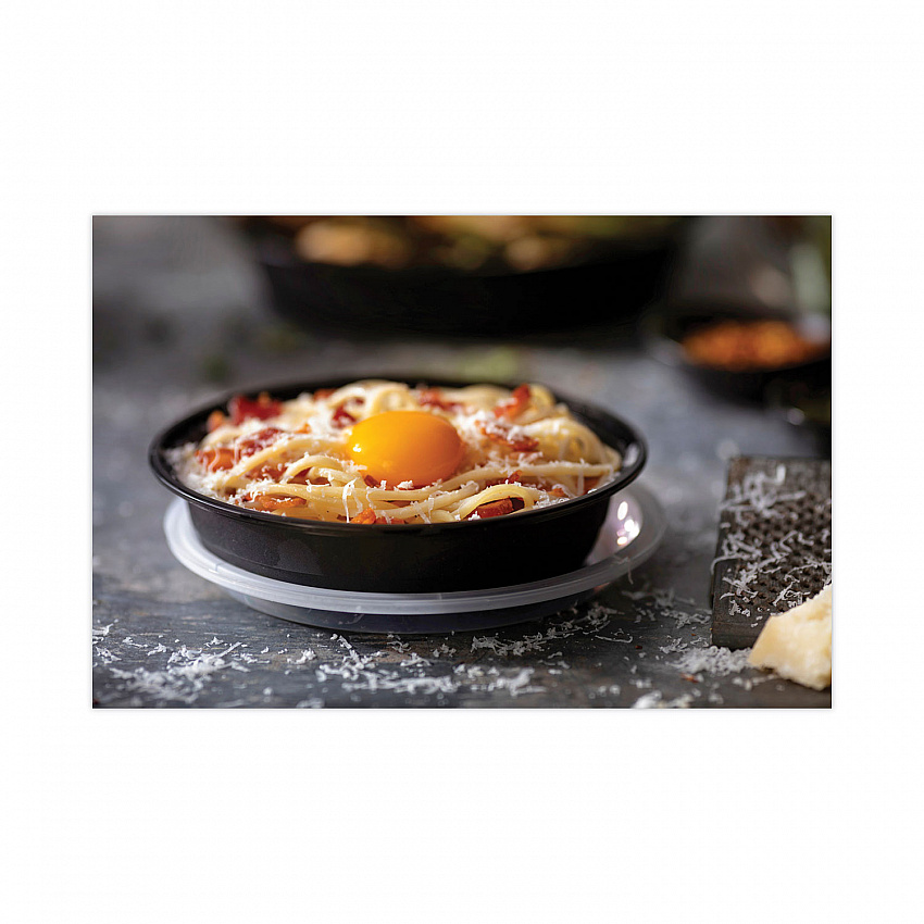 EarthChoice Versa2Go Microwaveable Container, 30 oz, 6.8 x 6.8 x 2.2, Black/Clear, Plastic, 150/Carton (NV2GRN307B)