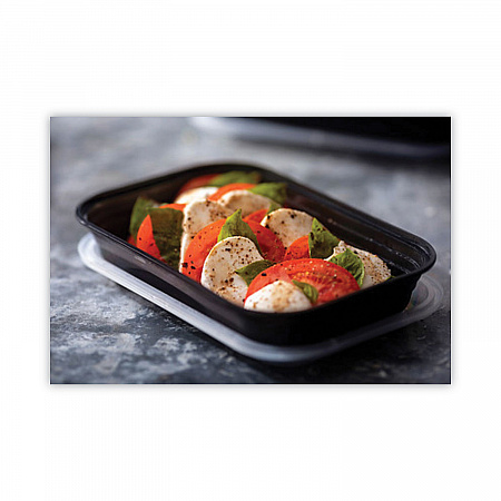 EarthChoice Versa2Go Microwaveable Container, 27 oz, 8.4 x 5.6 x 1.4, Black/Clear, Plastic, 150/Carton (NV2GRT2786B)
