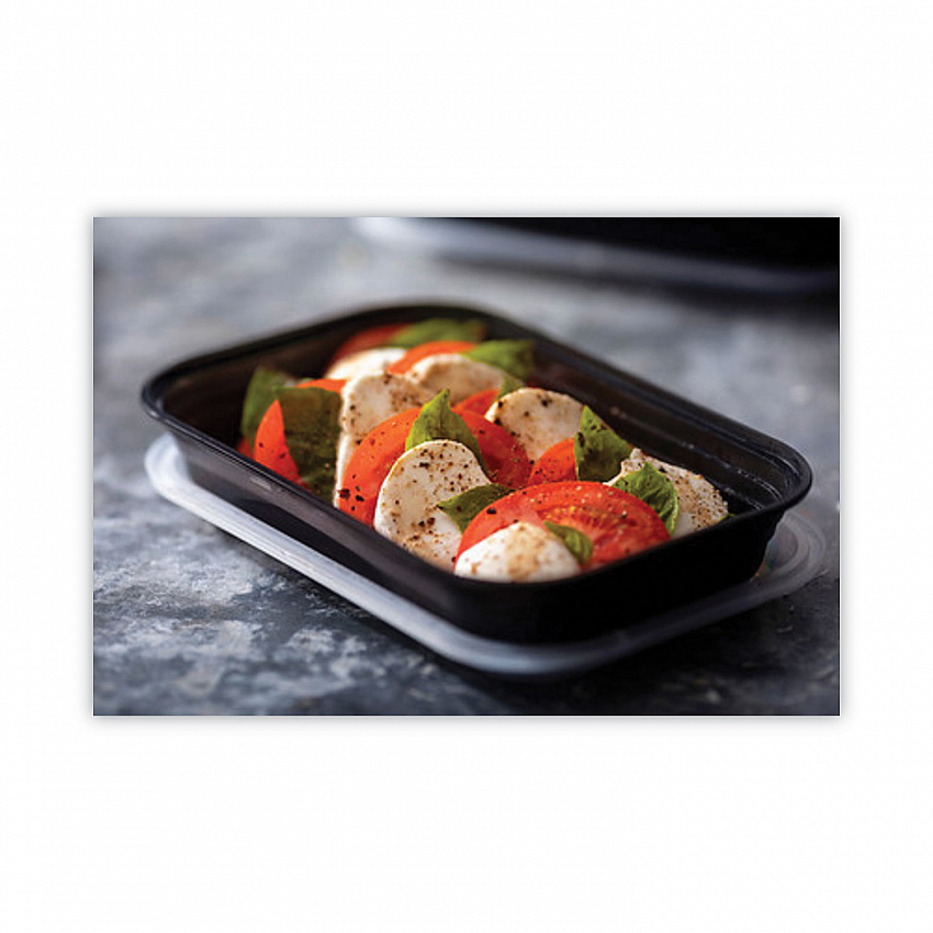 EarthChoice Versa2Go Microwaveable Container, 27 oz, 8.4 x 5.6 x 1.4, Black/Clear, Plastic, 150/Carton (NV2GRT2786B)