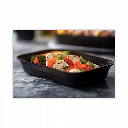 EarthChoice Versa2Go Microwaveable Container, 27 oz, 8.4 x 5.6 x 1.4, Black/Clear, Plastic, 150/Carton (NV2GRT2786B)