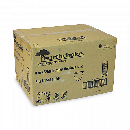 EarthChoice Compostable Soup Cup, Small, 8 oz, 3 .8 x 3.3 x 2.1, Brown, Paper, 500/Carton (PHSC8ECDI)
