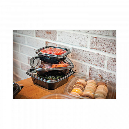 EarthChoice Square Recycled Bowl, 24 oz, 7 x 7 x 1.52, Black, Plastic, 300/Carton (SAB0724)