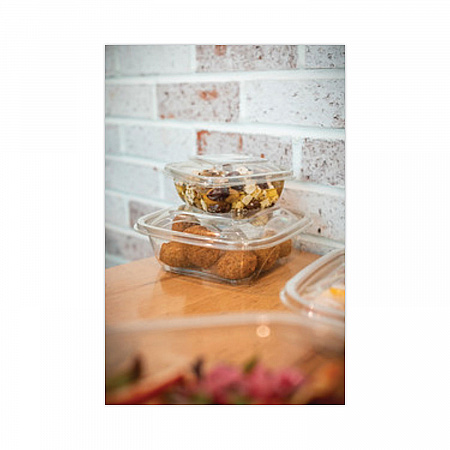 EarthChoice Square Recycled Bowl, 16 oz, 5 x 5 x 1.75, Clear, Plastic, 504/Carton (SAC0516)