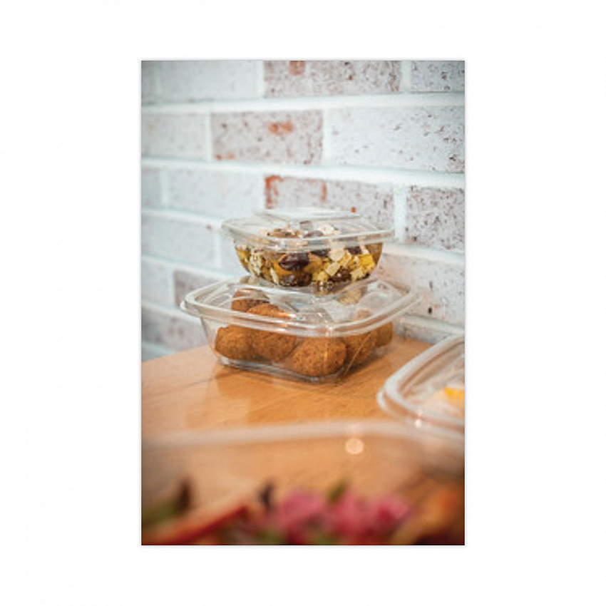 EarthChoice Square Recycled Bowl, 16 oz, 5 x 5 x 1.75, Clear, Plastic, 504/Carton (SAC0516)