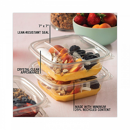 EarthChoice Recycled PET Container Lid, For 24 to 32 oz Container Bases, 7.37 x 7.37 x 0.83, Clear, Plastic, 300/Carton (SACLD07)
