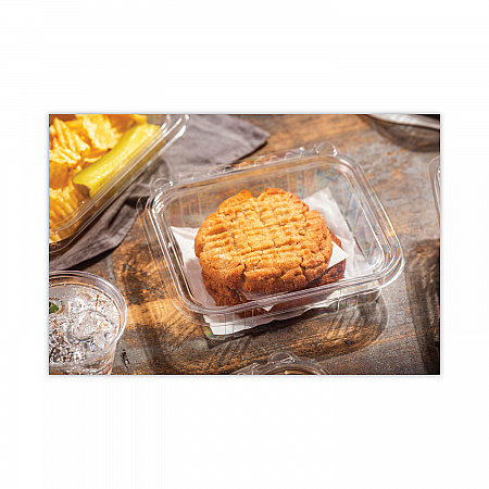 EarthChoice Tamper Evident Recycled Hinged Lid Deli Container, 16 oz, 5.37 x 4.5 x 2.62, Clear, Plastic, 304/Carton (TEHL5X416)