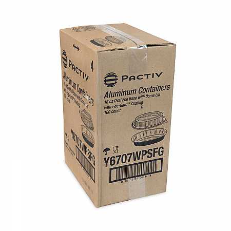 Classic Carry-Out Container, 16 oz, 6.9 x 4.6 x 3, Black/Gold, Aluminum, 100/Carton (Y6707WPSFG)