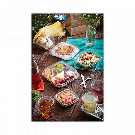 EarthChoice Recycled PET Hinged Container, 32 oz, 7.31 x 5.88 x 3.25, Clear, Plastic, 280/Carton (YCA910320000)