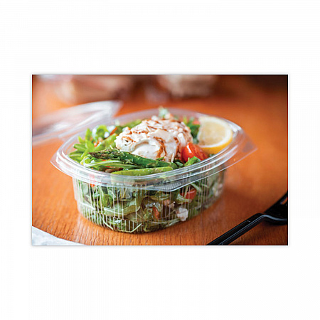 EarthChoice Recycled PET Hinged Container, 48 oz, 8.87 x 7.25 x 2.93, Clear, Plastic, 190/Carton (YCA910480000)