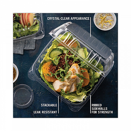 SENSATION SmartLock Hinged Lid Container, 9.2 x 8.9 x 3.1, Clear, Plastic, 200/Carton (YCI821100000)