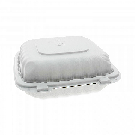EarthChoice SmartLock Microwavable MFPP Hinged Lid Container, 8.35 x 8.35 x 3.1, White, Plastic, 200/Carton (YCN808010000)