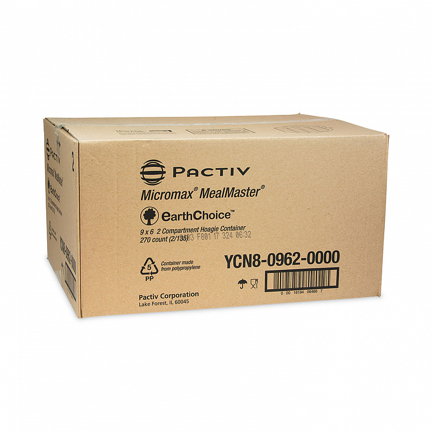 EarthChoice SmartLock Microwavable MFPP Hinged Lid Container, 2 Compartments, 9 x 6 x 3, White, Plastic, 270/Carton (YCN809620000)
