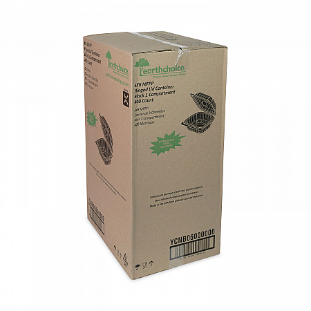 EarthChoice SmartLock Microwavable MFPP Hinged Lid Container, 5.75 x 5.95 x 3.1, Black, Plastic, 400/Carton (YCNB06000000)