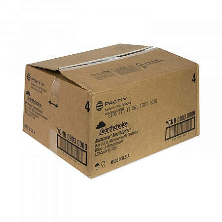 EarthChoice SmartLock Microwavable MFPP Hinged Lid Container, 3 Compartments, 9.33 x 8.88 x 3.1, Black, Plastic, 120/Carton (YCNB09030000)