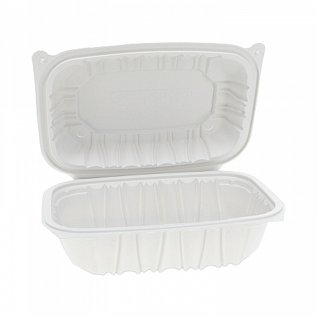 EarthChoice Vented Microwavable MFPP Hinged Lid Container, 9 x 6 x 3.1, White, Plastic, 170/Carton (YCNW0205)