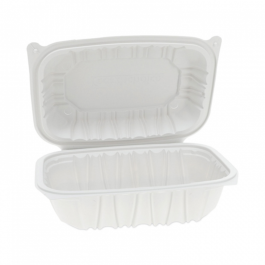 EarthChoice Vented Microwavable MFPP Hinged Lid Container, 9 x 6 x 3.1, White, Plastic, 170/Carton (YCNW0205)