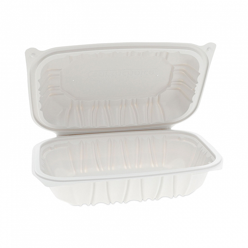 EarthChoice Vented Microwavable MFPP Hinged Lid Container, 9 x 6 x 2.75, White, Plastic, 170/Carton (YCNW0207)