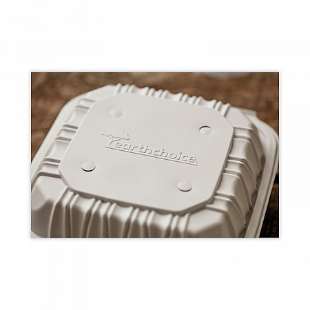 EarthChoice Vented Microwavable MFPP Hinged Lid Container, 8.4 x 8.7 x 3.1, White, Plastic, 146/Carton (YCNW0851)
