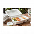 EarthChoice Vented Microwavable MFPP Hinged Lid Container, 2 Compartments, 9 x 6 x 3.1, White, Plastic, 170/Carton (YCNW02052)