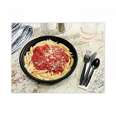 Meadoware Cutlery, Medium Heavyweight Soup Spoon, Plastic, Black, 1,000/Carton (YMWSSE)