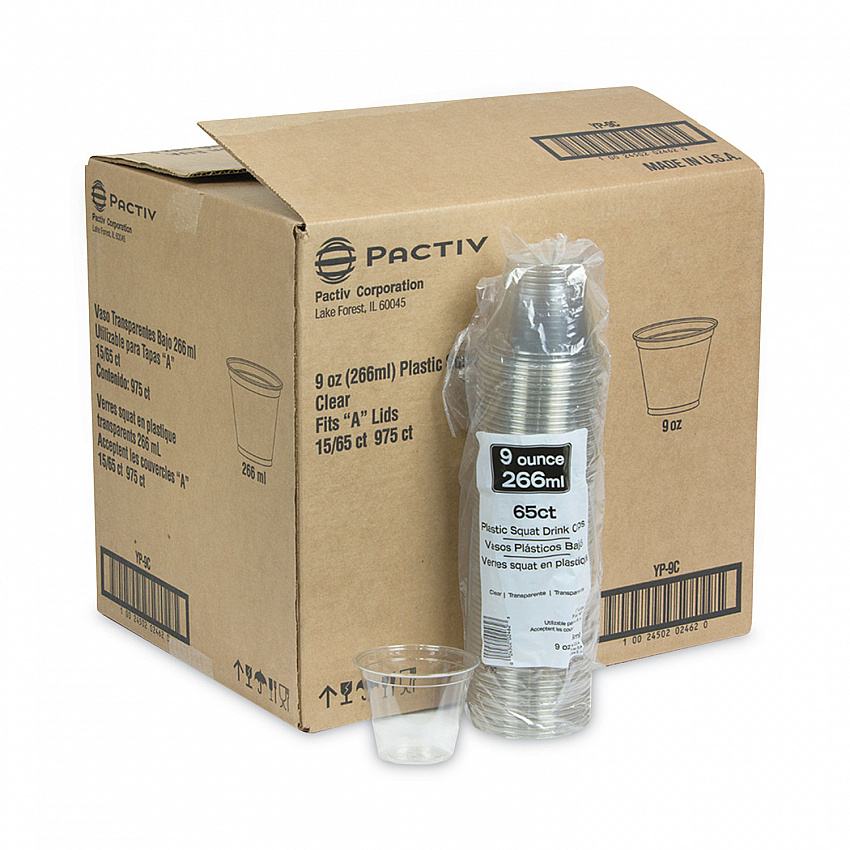 EarthChoice Recycled Clear Plastic Cold Cups, 9 oz, Clear, 975/Carton (YP9C)