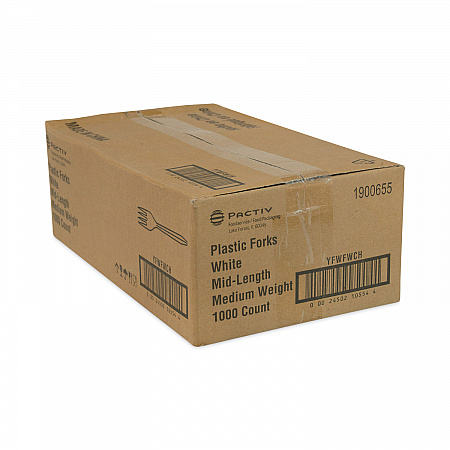 Fieldware Cutlery, Mediumweight Fork, Plastic, White, 1,000/Carton (YFWFWCH)