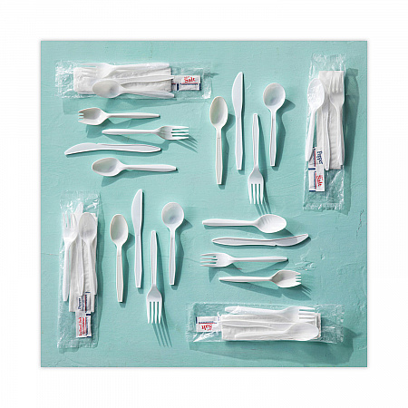 Fieldware Cutlery, Mediumweight Spork, Plastic, White, 1,000/Carton (YFWQWCH)