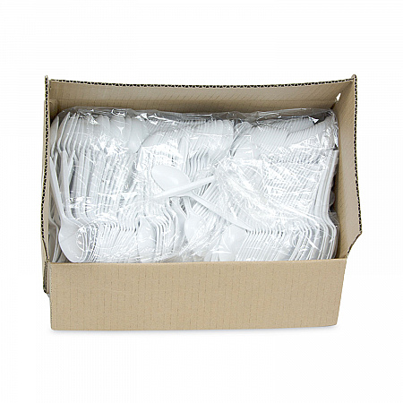 Fieldware Cutlery, Mediumweight Spoon, Plastic, White, 1,000/Carton (YFWSWCH)