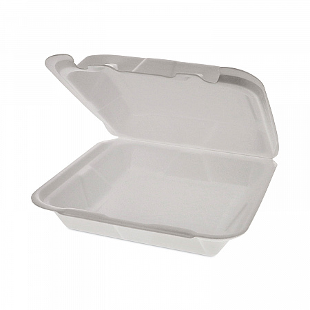 Foam Hinged Lid Container, Dual Tab Lock Happy Face, 8 x 7.75 x 2.25, White, 200/Carton (YHD18SS00200)