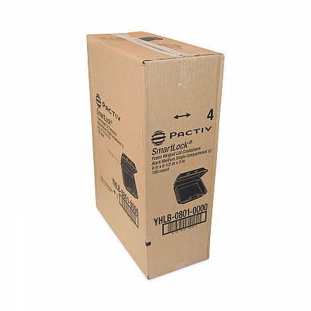 SmartLock Foam Hinged Lid Container, Medium, 8 x 8.5 x 3, Black, 150/Carton (YHLB08010000)
