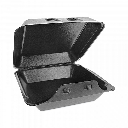 SmartLock Foam Hinged Lid Container, Large, 9 x 9.1 x 3.3, Black, 150/Carton (YHLB09010000)