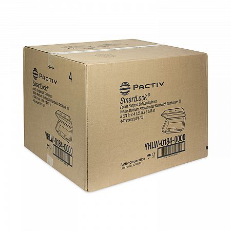 SmartLock Foam Hinged Lid Container, Medium, 8.8 x 4.5 x 3.1, White, 440/Carton (YHLW01840000)