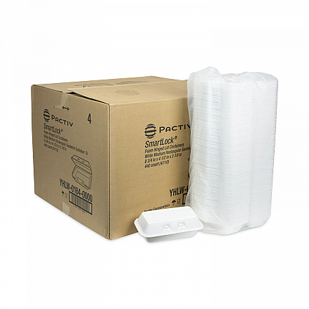 SmartLock Foam Hinged Lid Container, Medium, 8.8 x 4.5 x 3.1, White, 440/Carton (YHLW01840000)