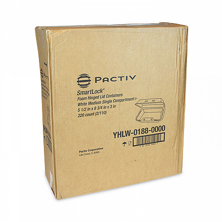 SmartLock Foam Hinged Lid Container, Medium, 8.8 x 5.5 x 3, White, 220/Carton (YHLW01880000)