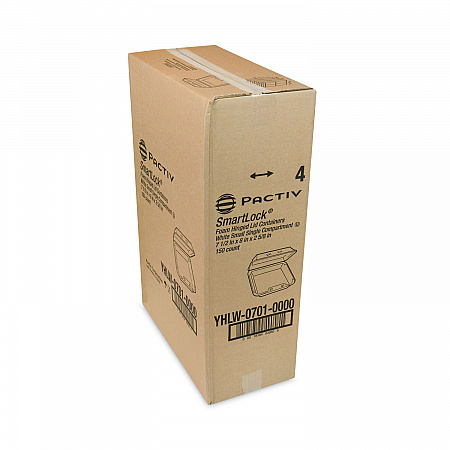 SmartLock Foam Hinged Lid Container, Small, 7.5 x 8 x 2.63, White, 150/Carton (YHLW07010000)