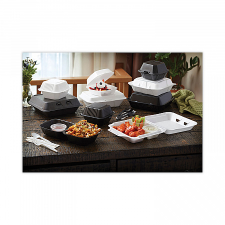 SmartLock Foam Hinged Lid Container, Large, 9 x 9.1 x 3.3, White, 150/Carton (YHLW09010000)