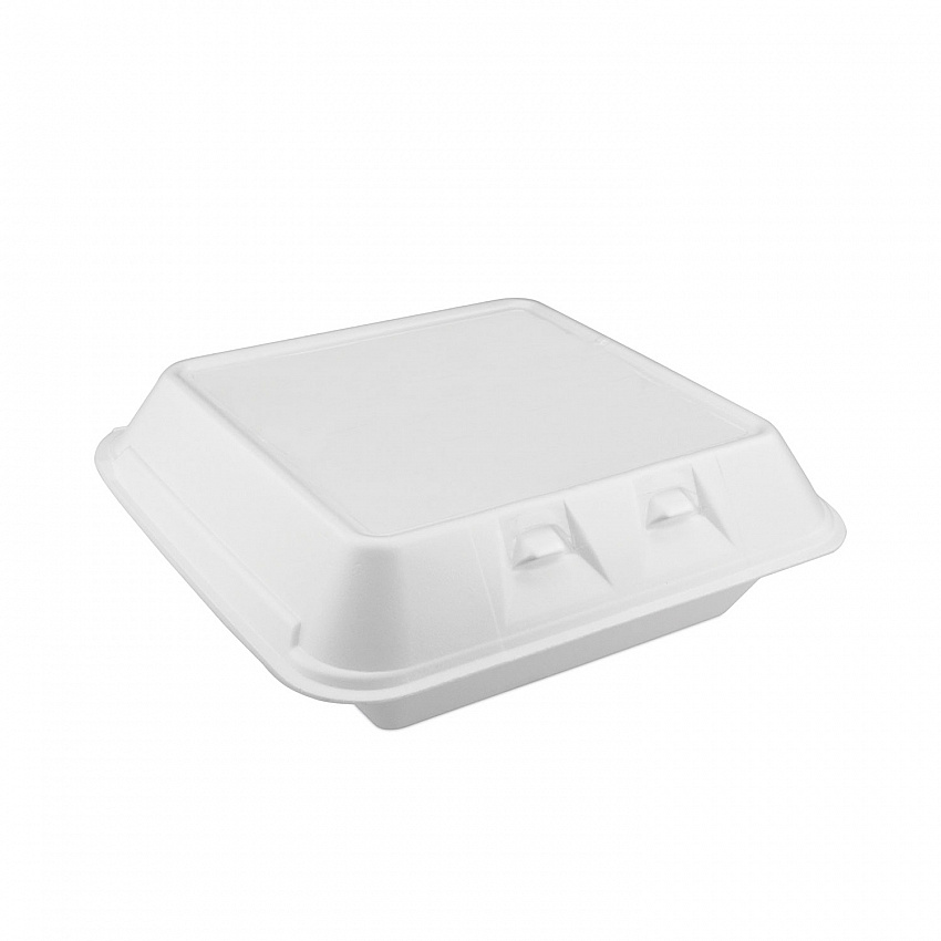 SmartLock Foam Hinged Lid Container, Large, 3 Compartments, 9 x 9.25 x 3.25, White, 150/Carton (YHLW09030000)