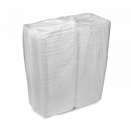 SmartLock Foam Hinged Lid Container, Large, 3 Compartments, 9 x 9.25 x 3.25, White, 150/Carton (YHLW09030000)