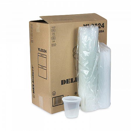 Newspring DELItainer Microwavable Container, 24 oz, 4.7 x 4.7 x 4.4, Clear, Plastic, 240/Carton (YL2524)