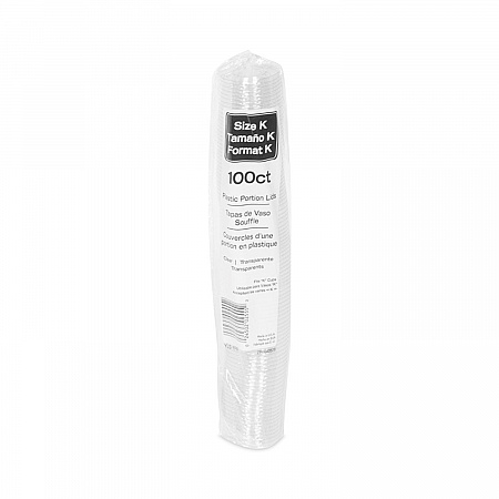 Plastic Portion Cup Lid, Fits 0.5 oz to 1 oz Portion Cups, Clear, 100/Sleeve, 25 Sleeves/Carton (YLS1FR)