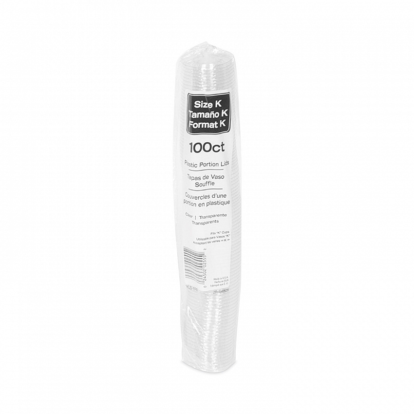 Plastic Portion Cup Lid, Fits 0.5 oz to 1 oz Portion Cups, Clear, 100/Sleeve, 25 Sleeves/Carton (YLS1FR)