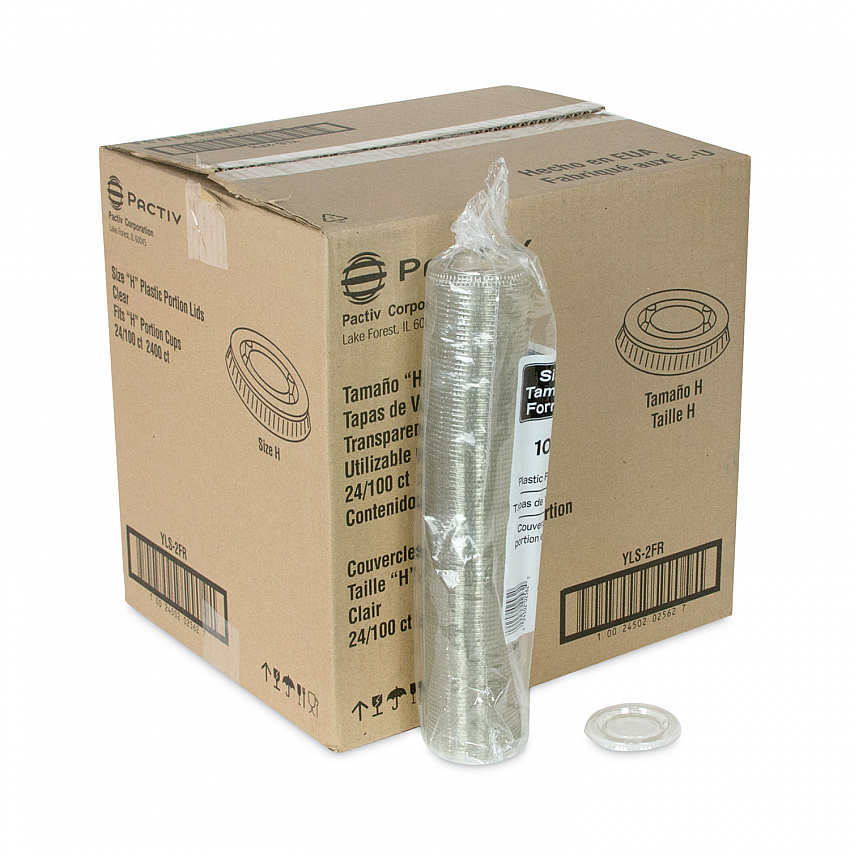 Plastic Portion Cup Lid, Fits 1.5 oz to 2.5 oz Portion Cups, Clear, 100/Pack, 24 Packs/Carton (YLS2FR)