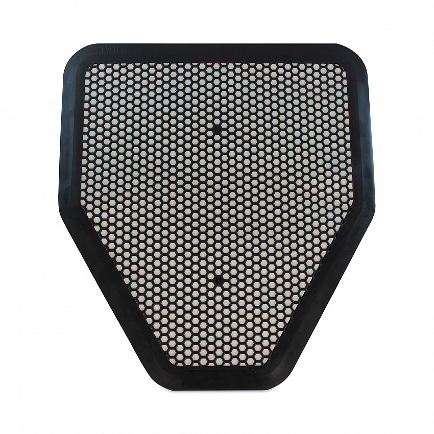 Urinal Mat, Shield-Shaped, Black Non-Slip Perforated Surface, 20.75" x 18.5", 6/Carton (220206)