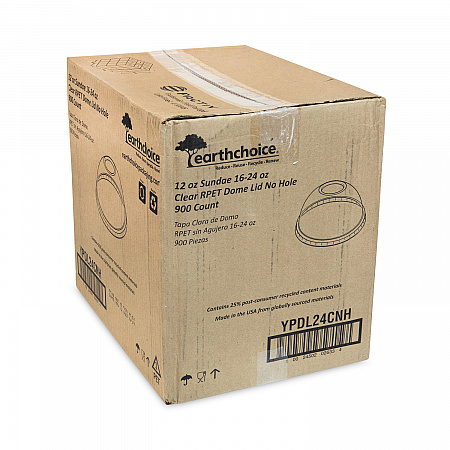 EarthChoice Strawless RPET Lid, Dome Lid, Fits 12 oz to 24 oz 