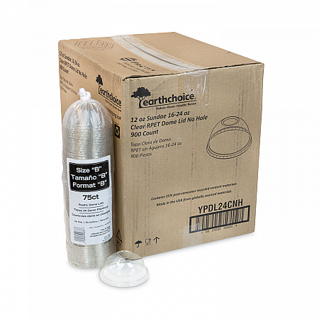 EarthChoice Strawless RPET Lid, Dome Lid, Fits 12 oz to 24 oz 